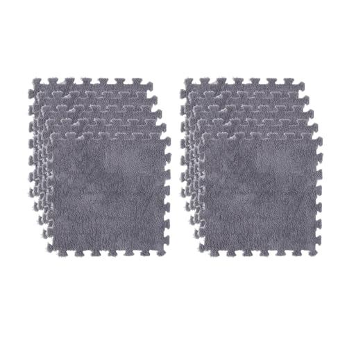 Fiocias 10 Piezas Alfombra Cuadrada Puzzle Tapete Infantil Baldosas Antideslizantes Material Suave Entretejido EVA Poliéster Recortable Adecuada para Sala de, Gris Claro