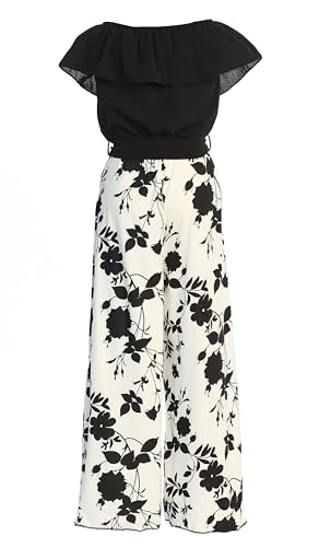 Image of iGirlDress Girls Wide Leg Off Shoulder Elegant High Waist Rompers Palazzo Pants Trousers Jumpsuits USA 4-14