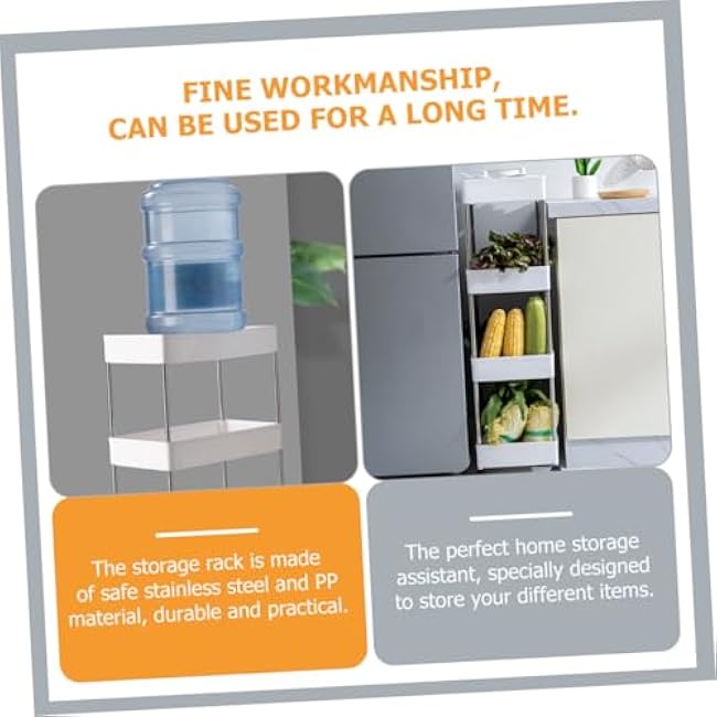 Veemoon Mobile Storage Rack Rolling Cart for Bathroom Kitchen Living Stainless Steel Slide-Out Organizer-S6vvXFtf