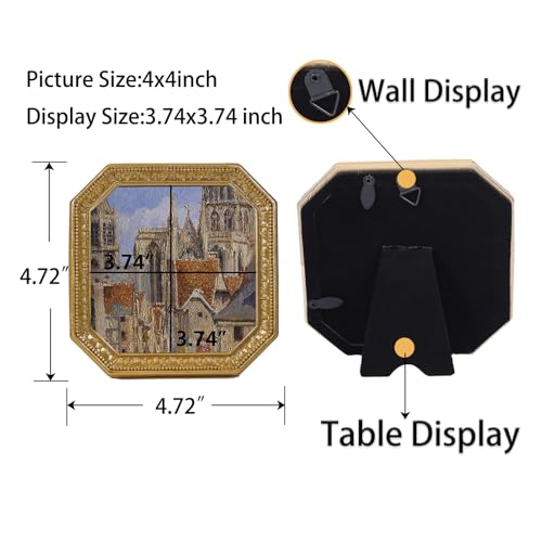 SIKOO Antique 4x4 Picture Frame Vintage Small Gold Frames Square Tabletop and Wall Mount Display Antique Wall Decor
