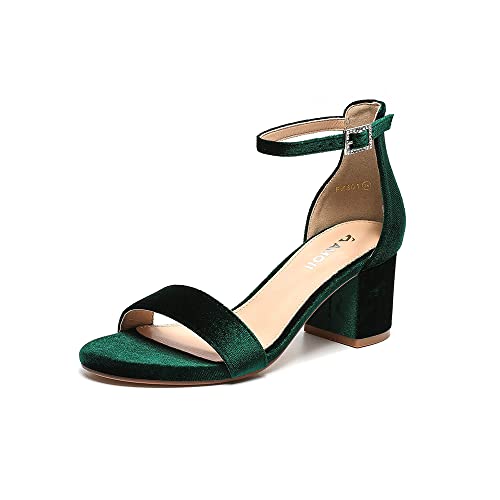 Amoji Women's 2.5 Inch Low Heel Ankle Strap Dressy Sandals 301