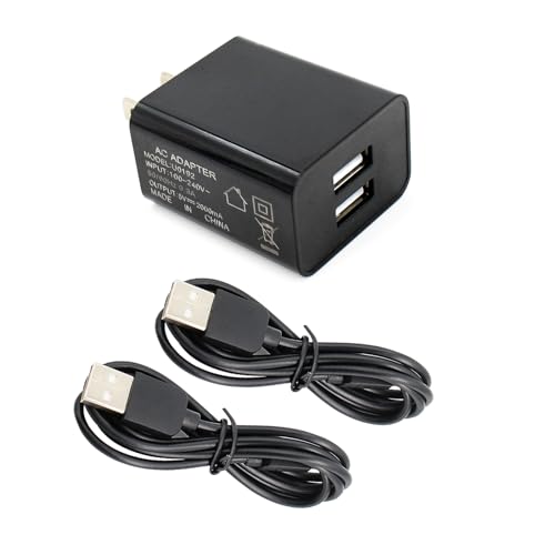 PMPN4024 Replacement Wall Adaptor Charger- 2-in-1 Dual USB Port Adapter with 2 Micro-USB Charging Cables for Motorola Talkabout Charger T200 T400 T460 T470 T500 T600 T800 Two Way Radio Chargers