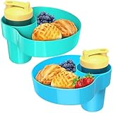 OMYPOTT Car Seat Snack Tray for Kids: 2PCS Kids Car Seat Tray with Cup Holder, Toddlers Road Trip Essential, Travel Snacks Food Plate for Stroller, Boosters with a Cup Holder (Blue+Aqua green)