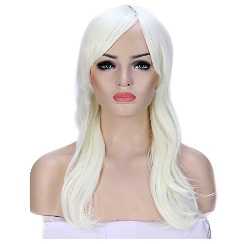 Anime Cosplay Synthetic Wig 11 Colors Heat Resistant Fiber Full Wig with Bangs Long Layered Curly Wavy Trendy 23'' / 58cm for Women Girls Lady Fashion and Beauty (blonde)