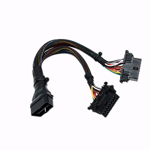 Fotag OBD2 OBDII 16 Pin Splitter Extension 1x Male and 2X Female Cable Adapter Y Connector 1FT/30CM