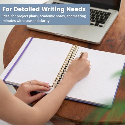 Image of Spiral Notebook - 8.5 x 10.98 Inch Large Hard Cover Notebook with Elastic Band & Pocket, 180 Pages, Lay Flat Wirebound Journal for Work, School, Planning & Note Taking ReefBlue