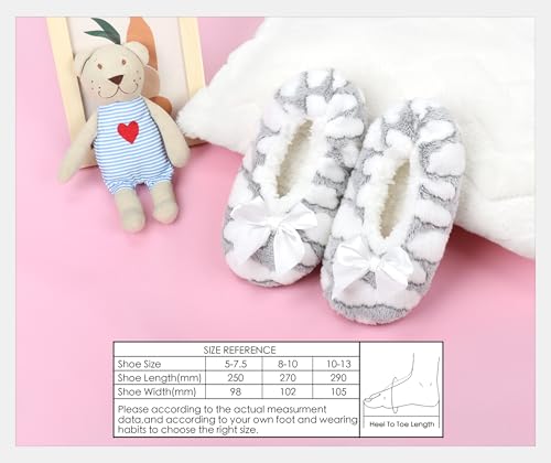 Image of DICUIRD Womens Cozy&Warm Soft Sole Slipper Socks with Grippers-Girls Teddy Fleece Indoor Slipper with Non-skid Bottoms