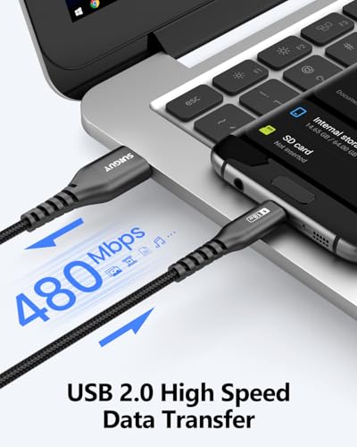Image of SUNGUY 6 inch Short Micro USB Cable 3Pack, 0.5FT USB to Micro USB Cable Nylon Braided Fast Charging USB 2.0 Data Transfer Cord for Samsung Galaxy S7 Edge S6, Power Bank, Android Phone, PS4, Black