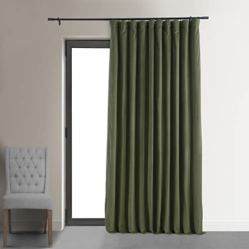 HPD Half Price Drapes Signature Velvet Thermal Blackout Curtains for Living Room 120 Inch Long (1 Panel) Rod Pocket Insulated Blackout Curtains for Bedroom Window Curtains, 100W x 120L, Hunter Green