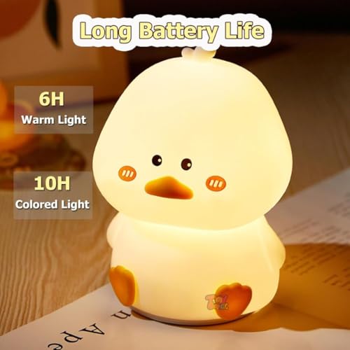 Image of TOYTONIC Silicone Duck Night Light for Kids - Rechargeable Touch Led Lamp | Color Changing, Soft Bedside Light | Cute Night Lamp for Bedroom, Babies, Gift, Nursery & Room Decor