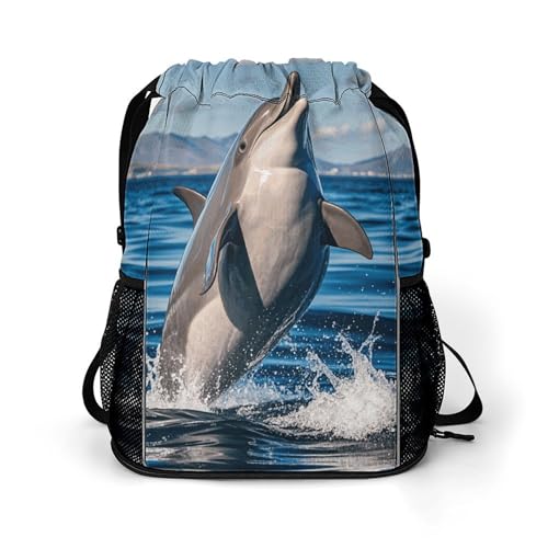 Sac à dos léger dauphin sautant avec cordons ajustables robustes
