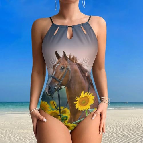 Monokini imprimé tournesol de qualité supérieure avec doublure sculptante