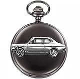 Motif détaillé effet étain Datsun 1200 2 portes Saloon ref57 Effet étain sur un boîtier noir poli pour homme Cadeau à quartz