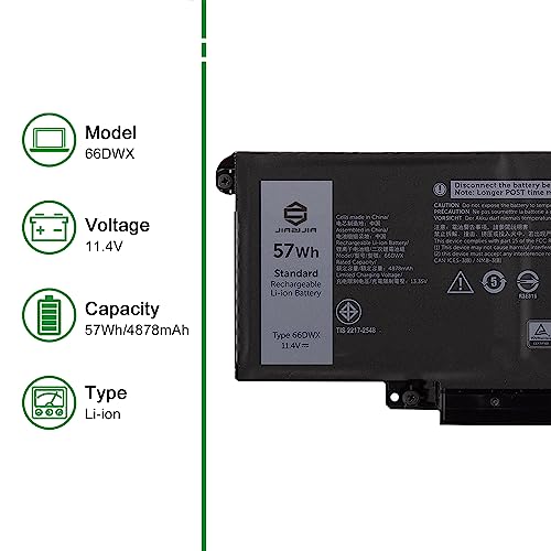 Image of 66DWX 086D0Y Laptop Battery Replacement for Dell Latitude 7340 7350 7440 7450 7640 7650 Series Notebook 86D0Y 00HYH8 0HYH8 11.4V 57Wh 4878mAh
