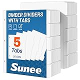 SUNEE Binder Dividers with Tabs for 3 Ring Binder, 8.5 x 11 Paper White Binder...