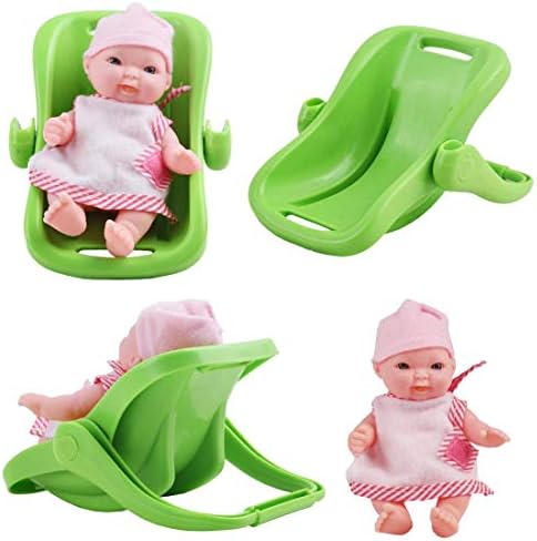 deAO Set of 8 Mini 5" Baby Dolls with Accessories Including Stroller, Bathtub, Crib, High Chair, Walker and Much More!