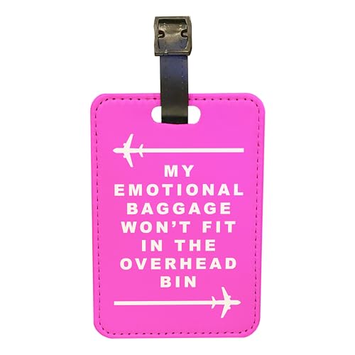 Funny Traveler Quote Luggage Tag Faux Leather Pink