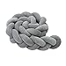 DQMEN CojíN Largo De Nudo Trenzado Para Bebé, Para GuarderíA, Cama, Cuna, Valla De Seguridad, Cochecito De Bebé, DecoracióN De HabitacióN (Gris, 100cm/39inch)