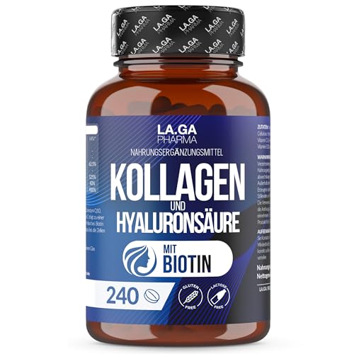 Kollagen Kapseln mit Hyaluron und Biotin Hochdosierter Kollagen Komplex 2000 mg 240 Tabletten mit Vitamin C Zink Selen und Coenzym Q10 für Haut Haare Nägel und Gelenke