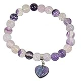 flexarmband silber Breite ca. 8,5mm Lassiere Damen Armband Herz Anhänger Flex-Armband Amethyst Lila