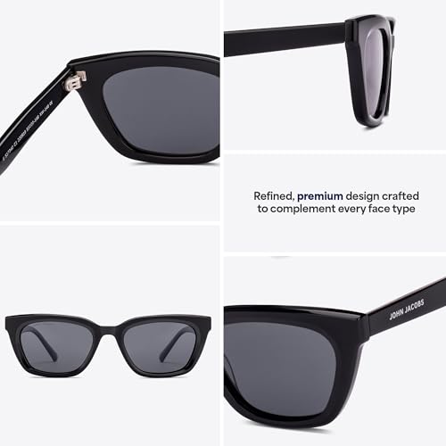 Image of John Jacobs | Full Rim Cat Eye Stylish & Premium UV Protected Sunglasses | Acetate Lines | Polarized and 100% UV Protected | Women | Extra Wide | JJ S17340