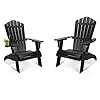 Cecarol Oversized Adirondack Chair Set of 2 Outdoor Fire Pit Chair with Cup Holder Adirondack Patio Chair Weather Resistant for Outside Porch Lawn Garden AC01 Black