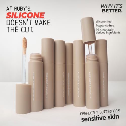 Image of Ruby's Organics Liquid-Cream Concealer for Under-eye Dark Circles & Pigmentation, Full Coverage, Under Eye Cream with Bakuchiol, Easily Blendable, Highly Pigmented, Natural, All Indian Skin Types - HC6, 6.5ml
