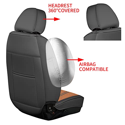 Image of GXT Car Seat Covers Front Seats Only, Front Car Seat Covers 2 Pack, Premium Faux Leather Car Seat Cushion - Universal Fit for Most Sedans SUV Pick-up Truck with Headrests((Earth Yellow and Grey)