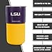 Rico Industries NCAA LSU Tigers Personalized 16 oz Ceramic Tumbler with Silicone Grip, Deep Laser Engraved, Purple and Yellow Colored Design with Slide Lid, Travel Coffee Mug, Matte Glaze