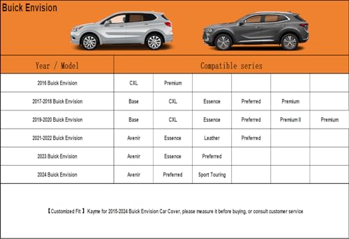 Image of Kayme 7 Layers SUV Car Cover Custom Fit for Buick Envision (2015-2025) Waterproof All Weather for Automobiles, Outdoor Full Cover Rain Sun UV Protection.Black