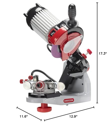 Oregon Professional 120-Volt Bench Grinder with Hydraulic Clamping, Universal Saw Chain Sharpener, for All Chainsaw Chains (620-120), Large