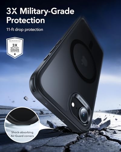 Image of ESR for iPhone 17e / iPhone 16e Case, Compatible with MagSafe, Shockproof Military-Grade Protection, TPU, Magnetic Case, Classic Hybrid Case (HaloLock), Frosted Black