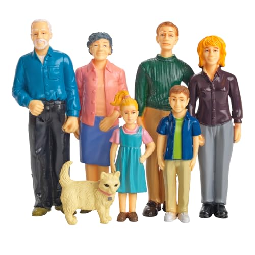 Excellerations Educational Multicultural Pretend Play Figurine Family Caucasian Dolls Set of 7