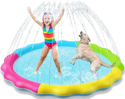 Jasonwell 噴水マット 噴水 ペット用 子供 家庭用プール 噴水池 親子 水遊び おもちゃ 150cm 男の子 女の子 夏対策 芝生遊び お庭プール こ