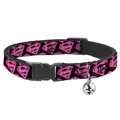 Collar para gato Buckle-Down negro y rosa con estampado original 2