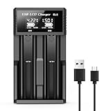 18650 Battery Charger,2 Bay Rechargeable Batteries Charger with Smart LCD Display,Fast Charging for AA/AAA Ni-MH/Ni-Cd, 3.7V Li-ion Batteries IMR/INR/ICR 18650 21700 17500 14500 26650 21750 26650