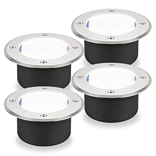 埋込み式 LED ガーデンライト ソーラー発電 電源不要 屋外用 防水 ESL-01/ESL-02 (4個セット, ホワイト(昼白色))