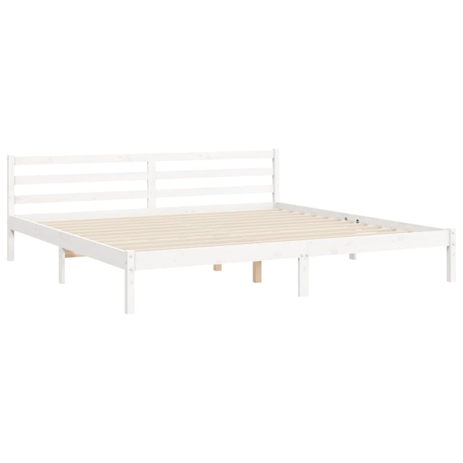 Rantry Bettgestell mit Kopfteil, Massivholz, Weiß, 200 x 200 cm, Lattenrost für Erwachsene, Kinder und Jugendliche, einfache Montage, Typ 16 Betten und Lattenroste