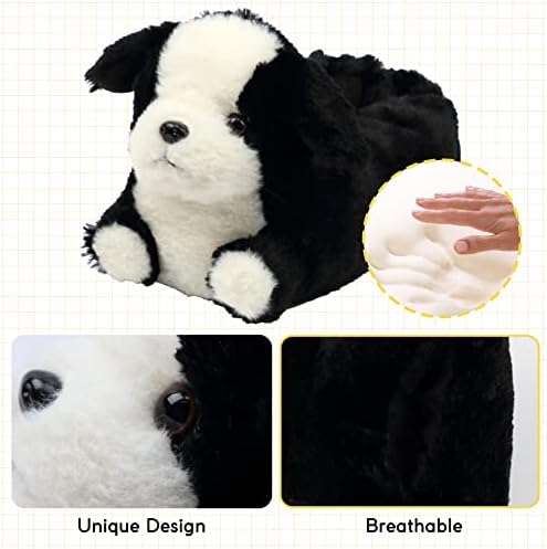 Aopuro Women Black Dog Animal Slippers Cute Soft Plush House Shoes Fluffy Warm Slippers Cartoon Novelty Bedroom Puppy Gifts for Birthday Christmas | Image 2