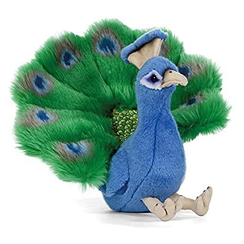 Peluche Living Nature - Paon coloré (18 cm)