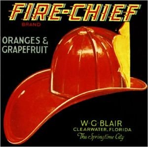 Magnet Clearwater Florida Fire-Chief Orange Crate Magnet Print