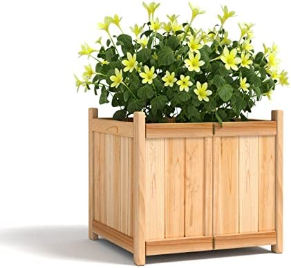 Giantex Raised Garden Bed, Folding Wood Planter for Vegetable Flower, Outdoor Elevated Planting Boxes, Folding Plant Container Patio Lawn Garden Backyard, Easy Assembly, 15" Lx15 Wx14 H