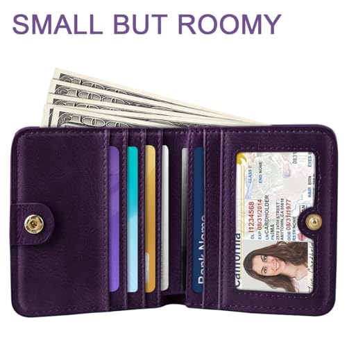 Image of Small Womens Wallet Thin Credit Card Holder Pocket Mini Purse | Compact Women Slim RFID Blocking Wallets Bifold Ladies Pocket Card Holders for Travel & Daily Use, Purple Flower