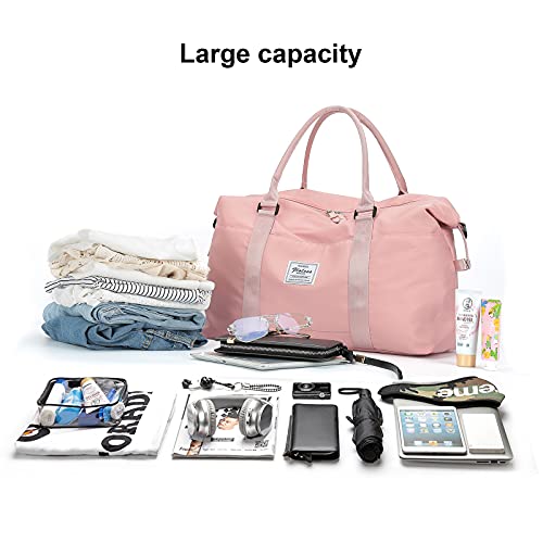 Travel Duffel Bag, Sports Tote Gym Bag, Shoulder Weekender Overnight Bag for Women