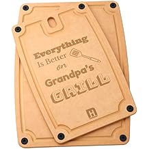 2PC Cutting Borads for Kitchen Dishwasher Safe Reversible Composite Cutting Board Set with Juice Groove and Non-slip feet Medium & Large size Grandpa