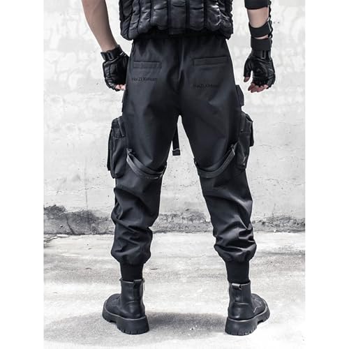 Men's Japanese High Street Multi Pocket Cargo Pants Functional Tactical Paratrooper Pants Men Casual Harem Pants4