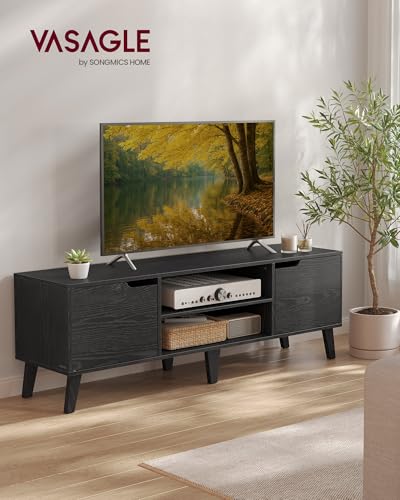 Image of VASAGLE TV Stand for 65-Inch TVs, Entertainment Center with Adjustable Shelf, 58-Inch Long Media Console Table, Transitional Style, for Living Room, Bedroom, Ebony Black ULTV556B01