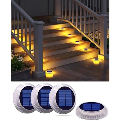 DetarZinLED 8 Pack Step Lights + 4 Pack Round Ground Lights Cover