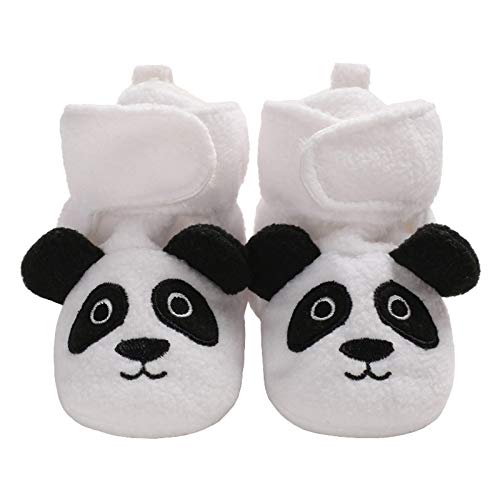 Baby Girls Boys Cozy Fleece Booties Elephent Fox Duck Panda Sheep Design Newborn Shoes Infant Footwear (White Panda, 0_Months)