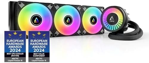 ARCTIC Liquid Freezer III 360 A-RGB - Water Cooling PC, AIO CPU Water Cooler, Intel & AMD, Efficient PWM-Controlled Pump, Fan: 200–2000 RPM, LGA1851 und LGA1700 Contact Frame - Black